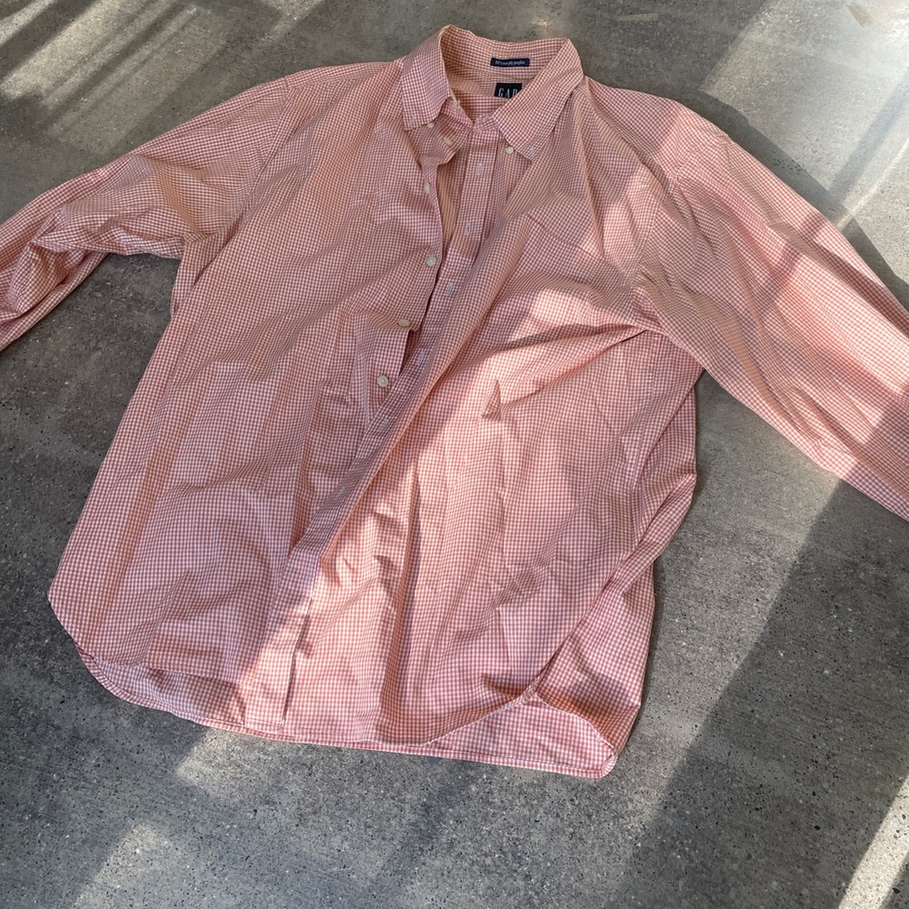 XL Vintage GAP MEN'S SHIRT 80's two ply poplin 100% Cotton Orange/salmon